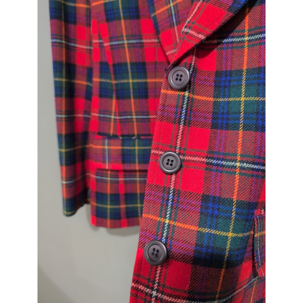 Vintage 1970s–80s Pendleton Red Tartan Plaid 100% Virgin Wool Blazer Size 14 USA - Picture 9 of 9